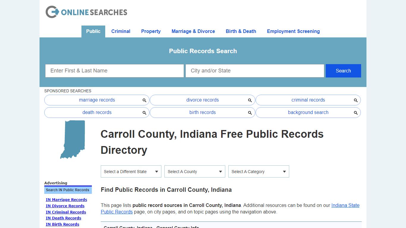 Carroll County, Indiana Public Records Directory - OnlineSearches.com