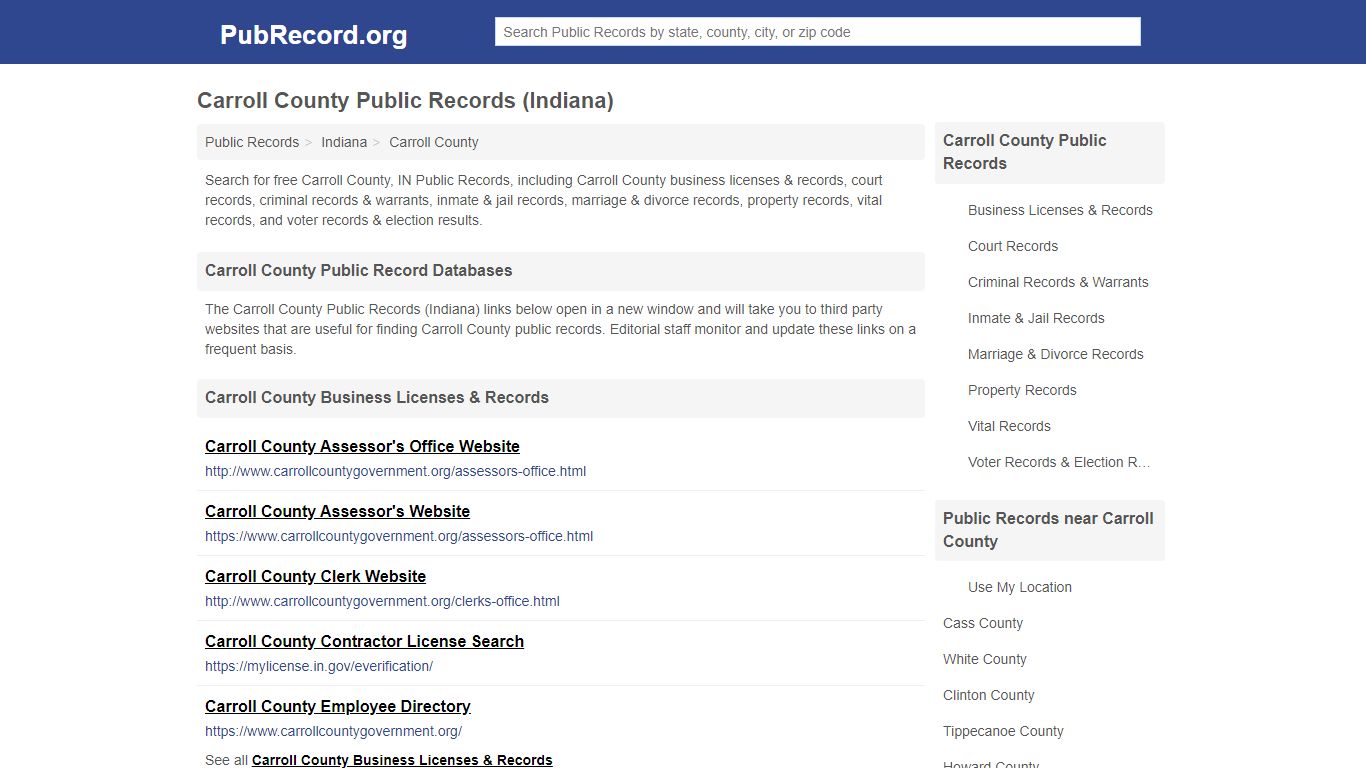 Free Carroll County Public Records (Indiana Public Records) - PubRecord.org