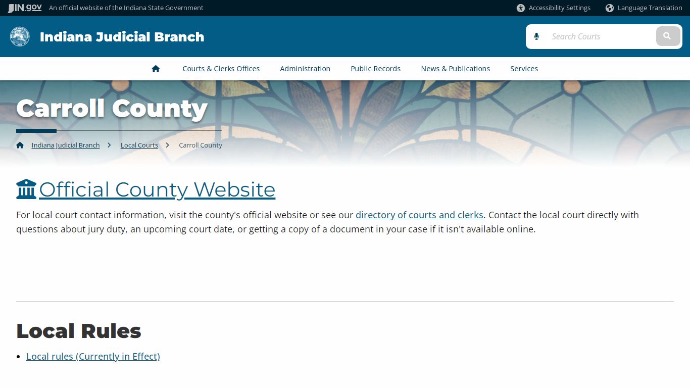 Indiana Judicial Branch: Carroll County - Courts