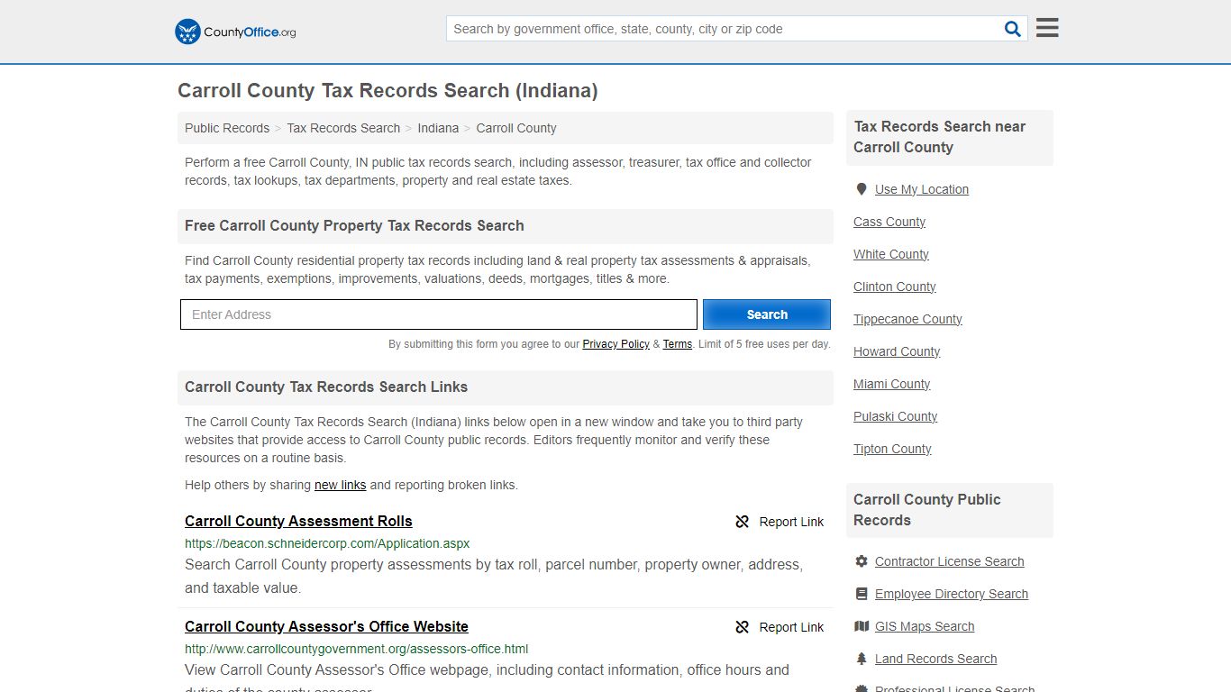 Carroll County Tax Records Search (Indiana) - County Office